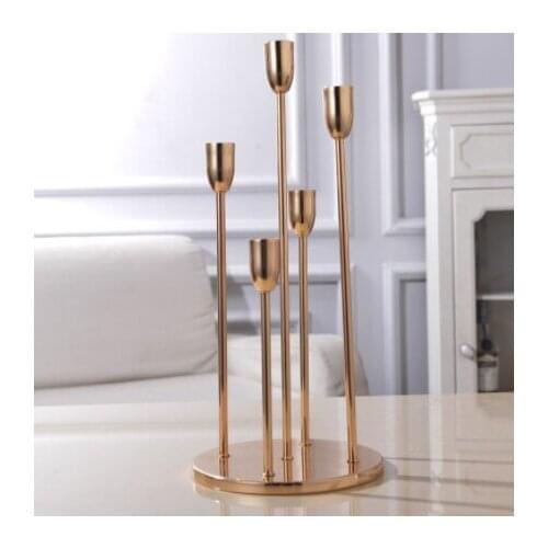 12pcs) 6 heads arm Gold mental chorme Candelabras Candle Holder wedding Centerpiece Table Stand senyu01278