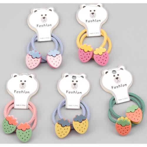 Cute Strawberry Hair Tie Childrens Cartoon Hair Tie Cute Rubber Band Hair Accessories Baby Headdress Accessories Holiday Gifts