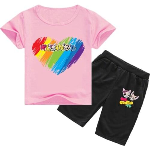 Baby Boys Summer Cartoon Me Contro Te Clothes Children Clothing Sets Girls Short Sleeve T-Shirt+ Shorts 2PCS Suit Kids Sleepwear