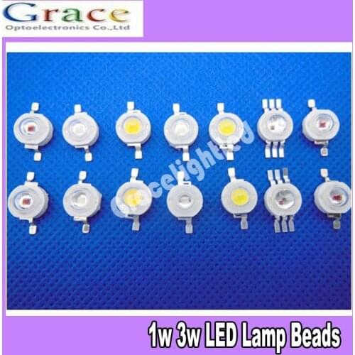 30Pcs/Lot Real Original Epistar Chip 1W 3W LED Bulb Diodes Lamp 200lm-220lm White/Red/Yellow/Blue/Green/RGB/UV