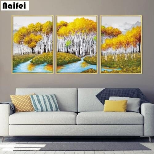 5d DIY Diamond Painting Yellow Forest Leaves Landscape Full Square/Round Drill Embroidery Cross Stitch Mosaic Wall Art Decor