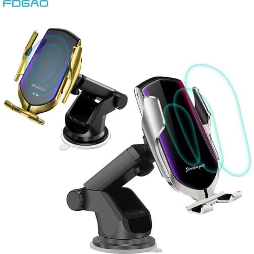 Car Wireless Charger 15W Quick Charge For iPhone 12 11 Pro X XS Huawei Mate 40 Pro Automatic Clamping Qi Infrared Sensor Charger