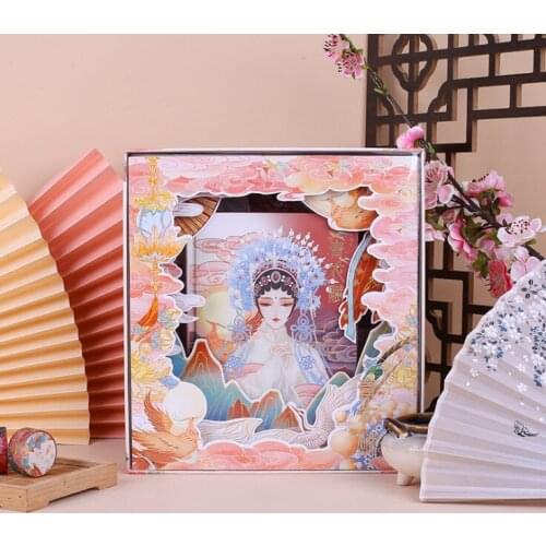Chinese style hand account book String lights box notebook Color pages Diary notebook Classic Chinese elements