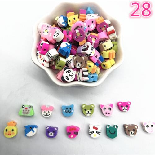 30pcs 10mm Smiling Face/Heart/Fruit/Flowers Beads Polymer Clay Spacer Loose Beads for Jewelry Making DIY Accessories #28