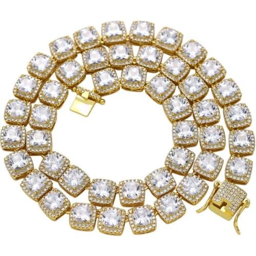 10mm Hip Hop Link Chain Iced Out Necklace Rapper Jewelry Cubic Zirconia Bracelet Gold Sliver MSNC0145