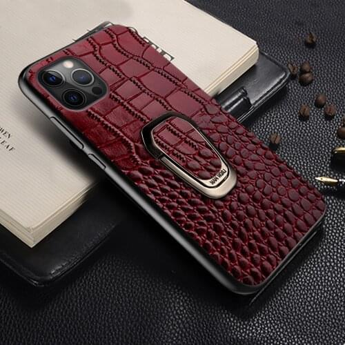 Genuine Leather Phone Case for iPhone 12 Max Pro 12 Mini 11 Pro Max X XS Max XR 6 6s 7 8 Plus SE 2020 Magnetic Kickstand cover