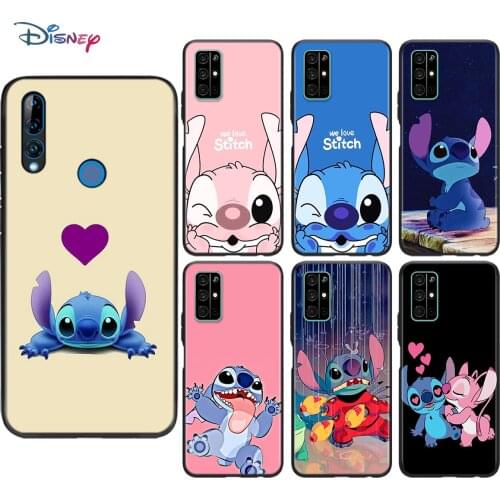Cute Lilo Stitch Soft Black TPU Cover For Honor 9 10 X10 9A 9C 9S 9N 10i 10X 9X Lite Pro 5G Phone Case Shell