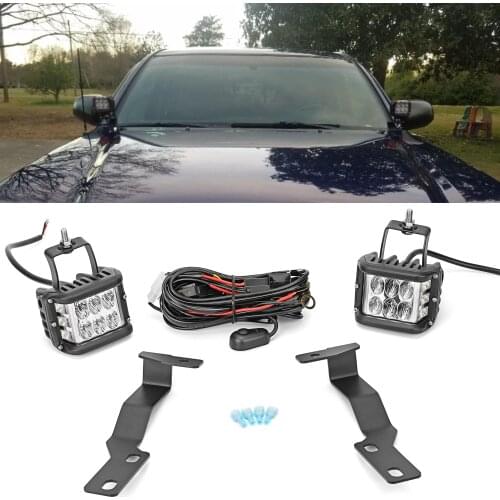 For Toyota Tacoma TRD Hood Hinge 2005-2015 60W Side Shot LED Light Bar Mount+Wire Car Accessories