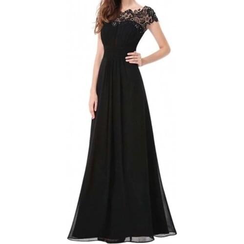 Elegant Lace Bridesmaids Dress Sexy Chiffon Long Dress O-Neck Party Dress Vestido de Fiesta Robe A-line Maxi Lady Dress YSM-5537