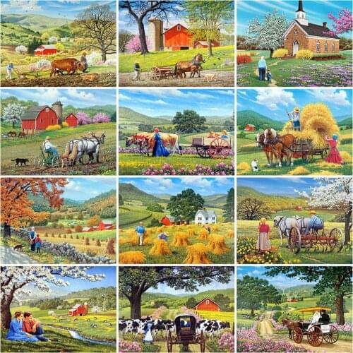Evershine 5D DIY Diamond Painting House Mosaic Art Diamond Embroidery Farm Landscape Handmade Gift Wall Decorations