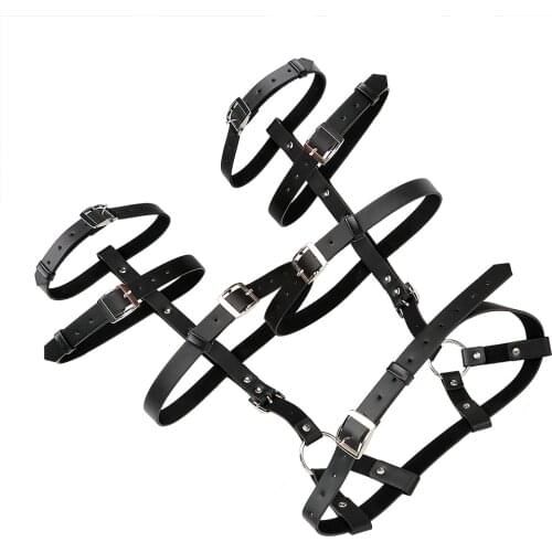 IKOKY Erotic Bondage Gear Sex Toys for Woman Fetish Flirt Clothes PU Leather Adult Games