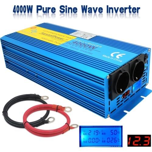 DC 12V To 220V 1500W Continue Power 4000W Peak Power refrigerator Air Condition Inverter Pure Sine Wave 2 AC Outlets