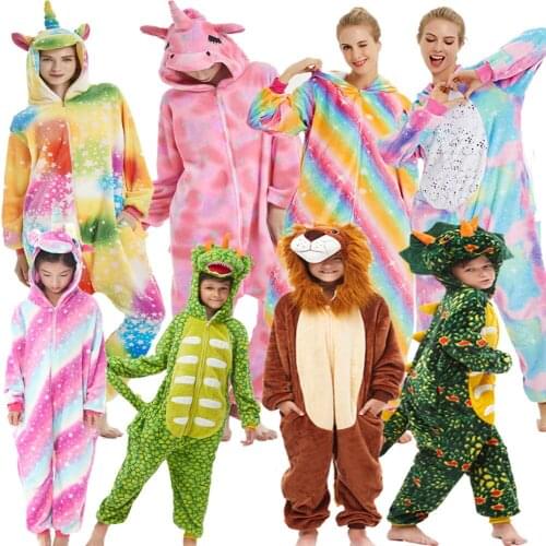 Kigurumi New Arrival Women Rainbow Unicorn Pajamas Animal Pijamas For Homewear Family Sleepwear Home Clothes Woman Winter