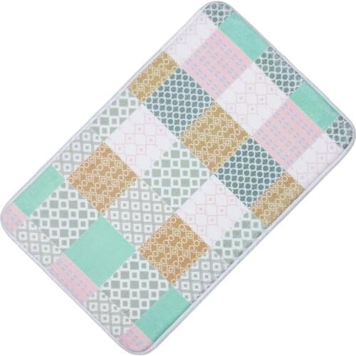 Printing Imitation Colored brick Coral velvet bathroom mat non-slip back PVC floor mats sponge bath mat 40x60cm