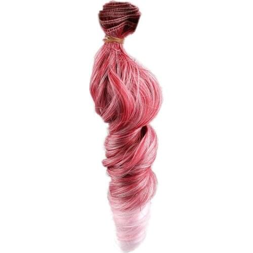 [wamami] Red-Pink Hair Extension Piece/Diy Wavy Hair Curly Wig For BJD Dollfie