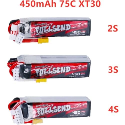 IFlight FULLSEND 450mah Lipo Battery 75C XT30 Plug 7.4V 11.1V 14.8V 2S 3S 4S Lithium For RC FPV Racing Drone Frame Kit Parts