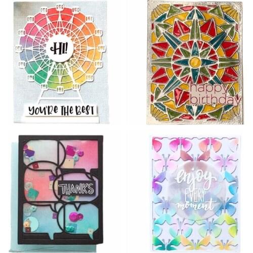 Sky Wheel Butterflies Sun-Shine Dialog Background Dies Metal Cutting Dies New 2021 4 Types Coverplates Decorative Crafts Die Cut