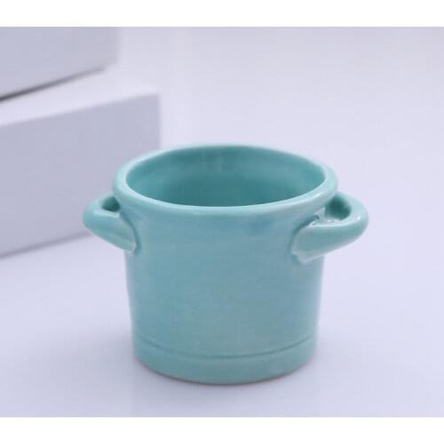Mini Handmade Ceramic Succulent Flower Pot With 2 Ear Handheld Pure Color Home Ornament Home Accessories