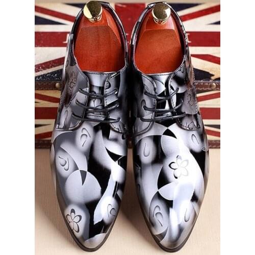 Chaussures Hommes Italian Mens Spring Quality Leather Metallic Pointy Embossed Shoes Lace Up Office Oxford Elegant Shoes