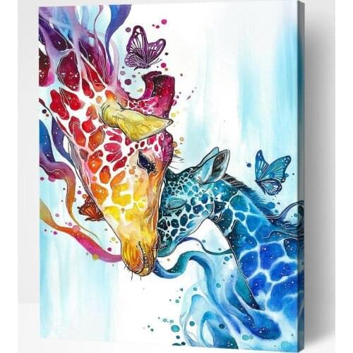 DIY Painting By Numbers Giraffes Kit Coloring By Numbers Animal 40x50cm Wall Art Picture Acrylic Canvas Paintings Home Decor
