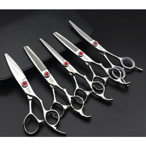 6 Professional Hair Salon Structure Scissors Set Cutting Barber Haircut Thinning Shear Scissors Hairdressing Hair Tools Scissors