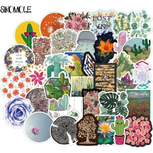 100PCS Botanical Plant Flower Stickers For Bottle DIY Travel Case Laptop Skateboard Guitar Luggage Decals Graffiti Sticker F4