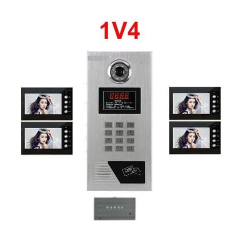 New Item Home security Building Video Intercom System 7" LCD Video Door Phone CCD Outdoor Camera Video Doorbell For 4-Apartments