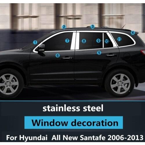 Window decoration For Hyundai All New Santafe 2006-2019 modified body strip door edge Chromium Styling stainless steel