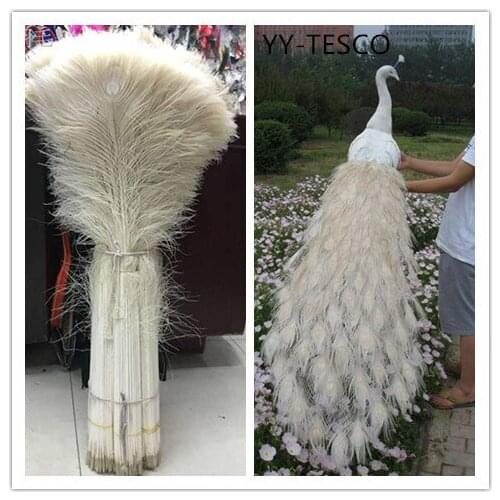 Wholesale 50pcs beautiful white natural peacock feather eye 70-80 cm / 28-32 inch decorative celebration stage performance diy