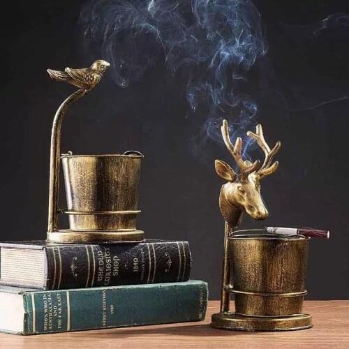 Retro ashtray metal home accessories living room bar cafe restaurant desktop decoration ashtray tray multi-function gift