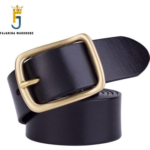 FAJARINA Casual 100% Pure Genuine Leather Retro Mens Solid Brass Clasp Pin Buckle Mens Belts for Men Quality Styles N17FJ123