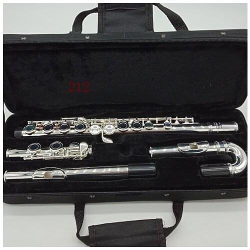 Professional Flute 212 Silver Plated Flute Instrument Intermediate Student Curved Headjoint Flutes C Leg 16 Holes Closed E Key