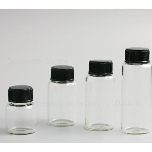 Empty Cans Small Clear Glass Bottle With Plastic Screw Cap 8ml 15ml 20ml 30ml 15cc 1oz e liquid Cosmetic Containers 30pcs
