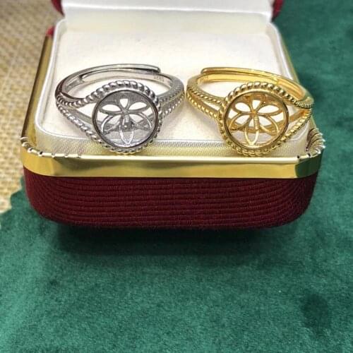 Hot New Charm 925 Sterling Silver Adjustable Ring Settings Findings Mountings Parts for Pearl Corals Jade Crystal, 5pcs/lot