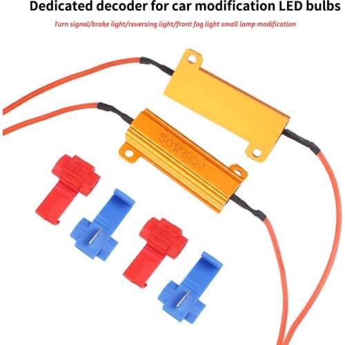 2pcs 50W Wirewound Resistance Load Resistor Car LED Reverse Brake Turn Signal Light Fast Flash for H1 H3 H7 H8 H9 H11 HB3 HB4