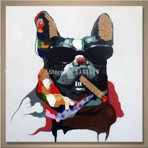 Hand Painted Home Decor Pet Animals Pictures Modern Abstract Dog Painting Wall Picture On Canvas For Living Room Oil Paintings