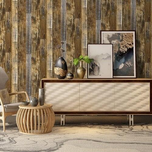 Wood Plank Wallpaper Brown Vinyl Self Adhesive Paper Decorative Wall Covering Stickers Waterproof Wall Sticker