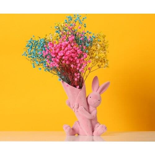 Nordic Creative Cartoon Rabbit Net Red Vase Decoration Home Adornment Living Room Flower Arrangement Dried Flower Ornaments