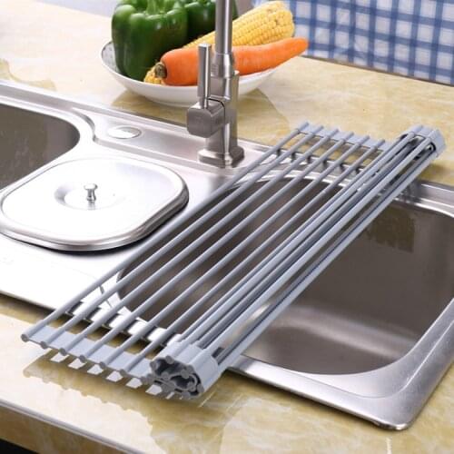 Sell water filter rack stainless steel folding kitchen shelf sink bowl chopsticks bowl rack silicone leaching rack