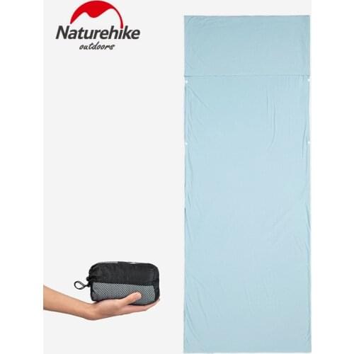 NatureHike Outdoor Camping Travel Sheet for Kids / Adults Ultralight Compact Sleeping Bag Liner features a large pillow pocket