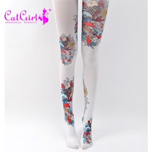 Unique spring thin stockings vintage Japanese style pattern Tights High-quality white Silk stockings shaping leggin 1order=1pc