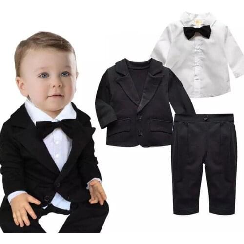 Spring infant clothing handsome baby boys clothes European style camisa infantil menino three piece brand baby clothing set