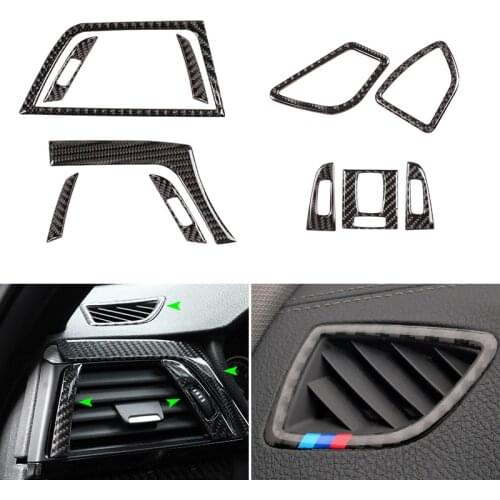 Real Carbon Fiber Car Interior Center / Side Air Conditioning Air Outlet Vent Cover Trim For BMW 3 4 Series F30 F32 2013-2018
