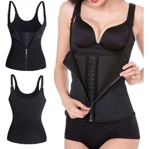 Women Waist Trainer Corset Zipper Vest Body Shaper Cincher Bustier Tops With Adjustable Straps Plus Size Workout Shaperwear