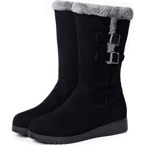 Winter Snow Boots Womens Thick-soled Cotton Long Female Boots Non-slip and Warm All-match Mothers Cotton Women Platform Boots