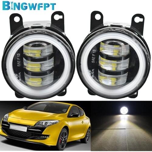 1Pair Daytime Running Light Fog Light Fog Lamp Assembly Car H11 LED 12V Angel Eye For Renault Megane 3 Grandtour
