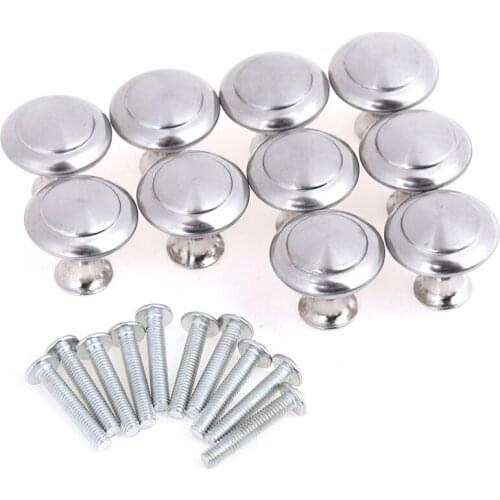 10pcs/set Round Cabinet Knobs Stainless Steel Drawer Knobs Kitchen Cupboard Pull Handles Furniture Hardware Accessory