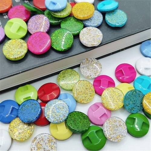 100Pcs/Lot 12mm Glitter Round Plastic Flatback Button DIY Decoration Jewelry/Craft Accessories