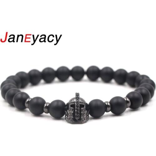 2018 Roman Knight Men Bracelet Helmet Frosted stone Bracelets Women Pulseira Masculina Fashion Jewelry Bracelet Women Pulseras