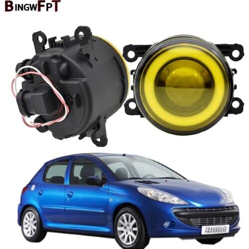2x (Left+Right) LED Lamp Front Fog Light + Angel Eye Daytime Running Light DRL 12V For Peugeot 206+ 2009-2012